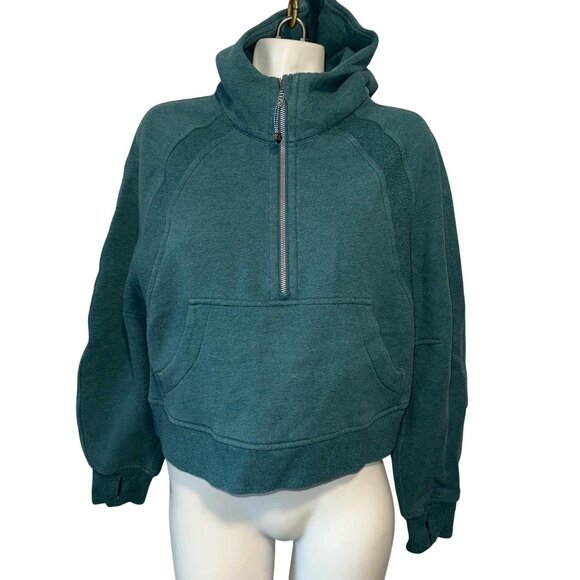 Lululemon M/L Scuba Oversized 1/2 Zip Hoodie Heathered Desert Green Cropped - Picture 1 of 6